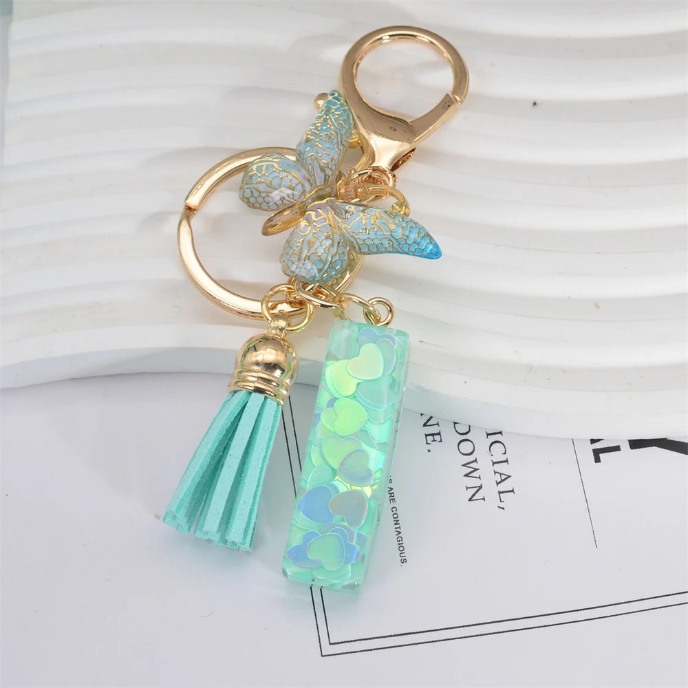 Green Tassel Butterfly Letter Keychain
