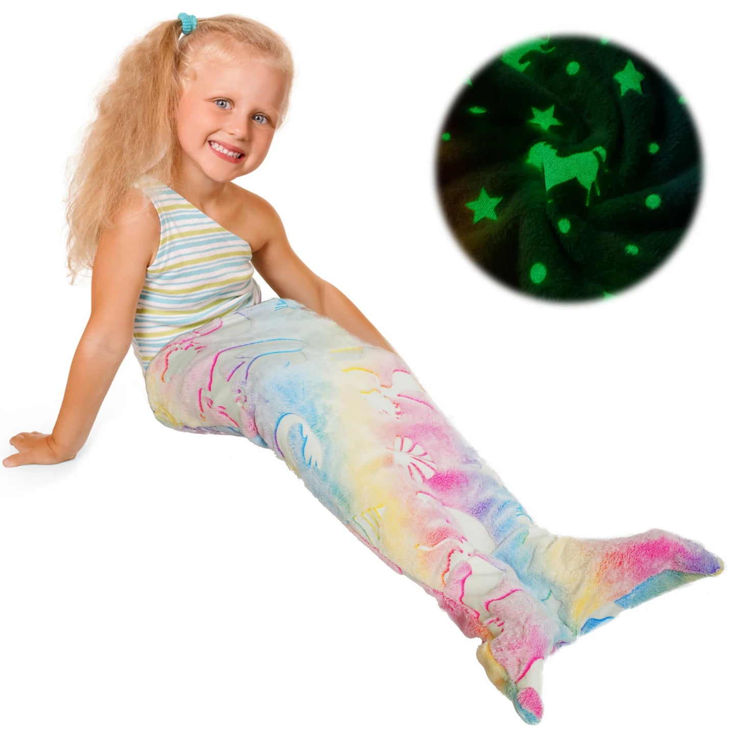 Glow in The Dark Soft Mermaid Tail Sleeping Bag