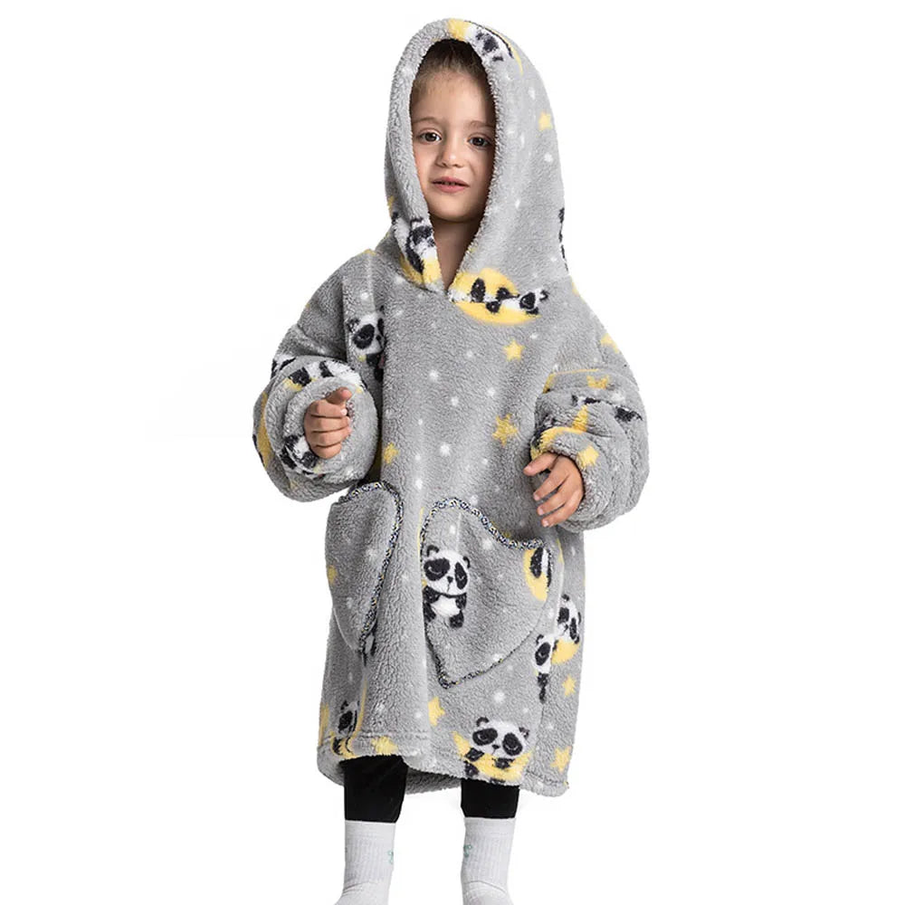 Kids Warm Thick Oversized Wearable Blanket Hoodie