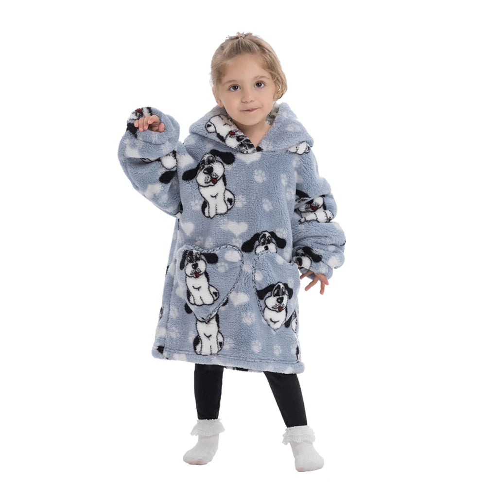 Kids Warm Thick Oversized Wearable Blanket Hoodie