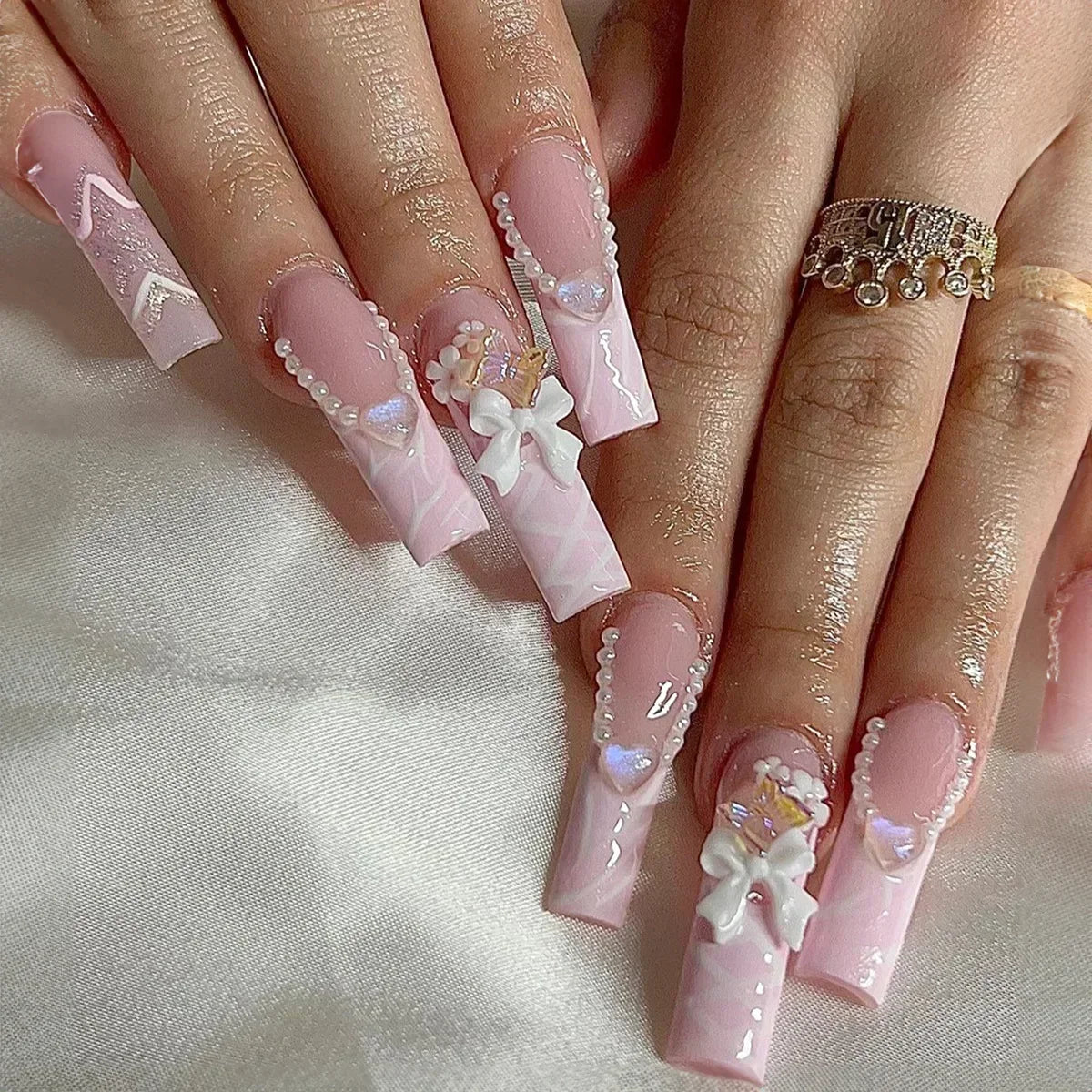 24Pcs Long Ballet Style False Nails
