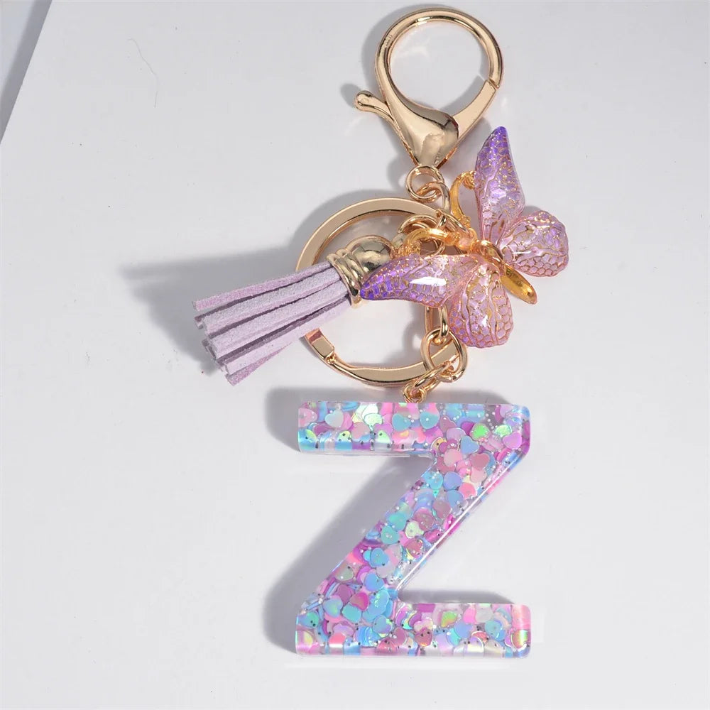 Purple Heart Filled Letter Keychain