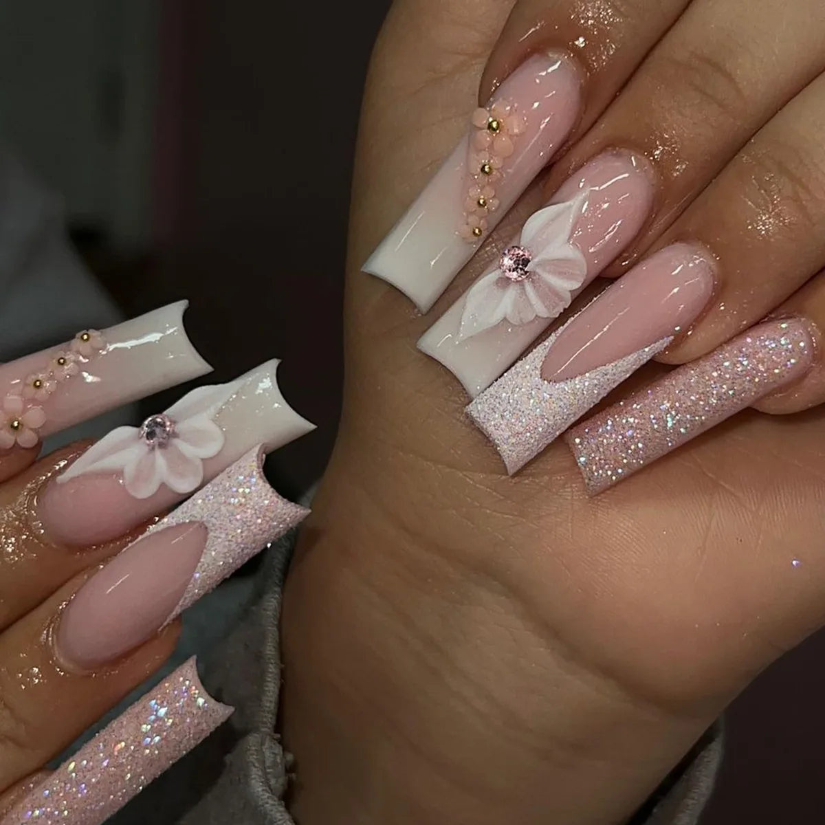24Pcs Long Ballet Style False Nails