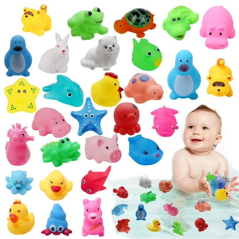 13pcs Cute Rubber Animal Bath Toys