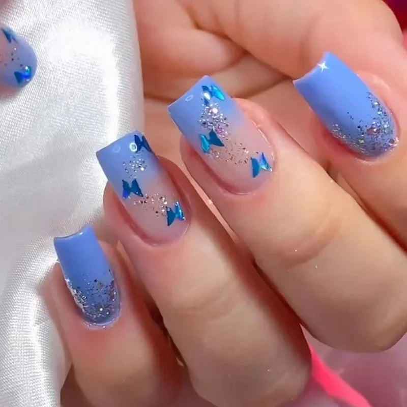 24PCS Shiny Pearl Wearable False Nails