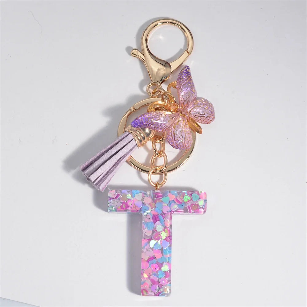 Purple Heart Filled Letter Keychain