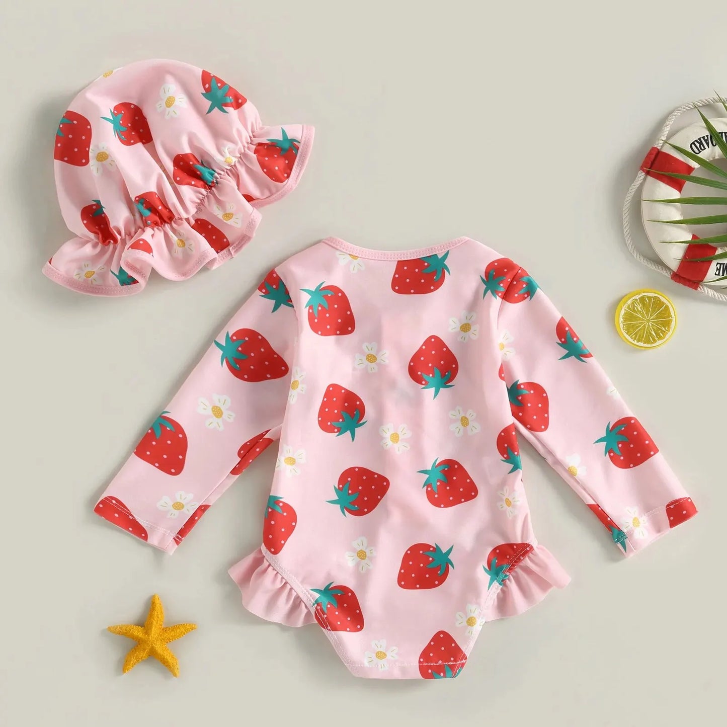 Long Sleeve Zipper Bathing Suit & Headband Set