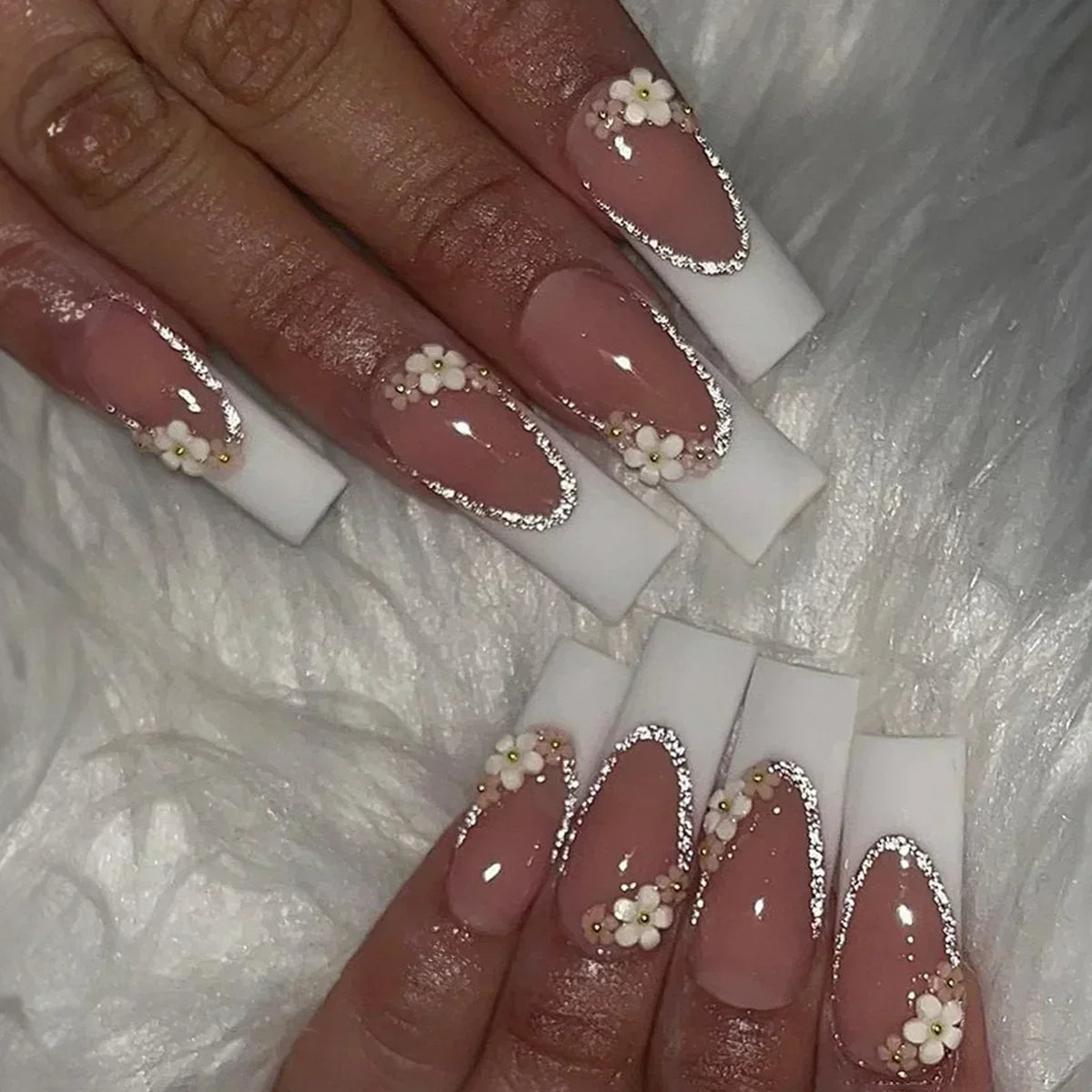 24Pcs Long Ballet Style False Nails