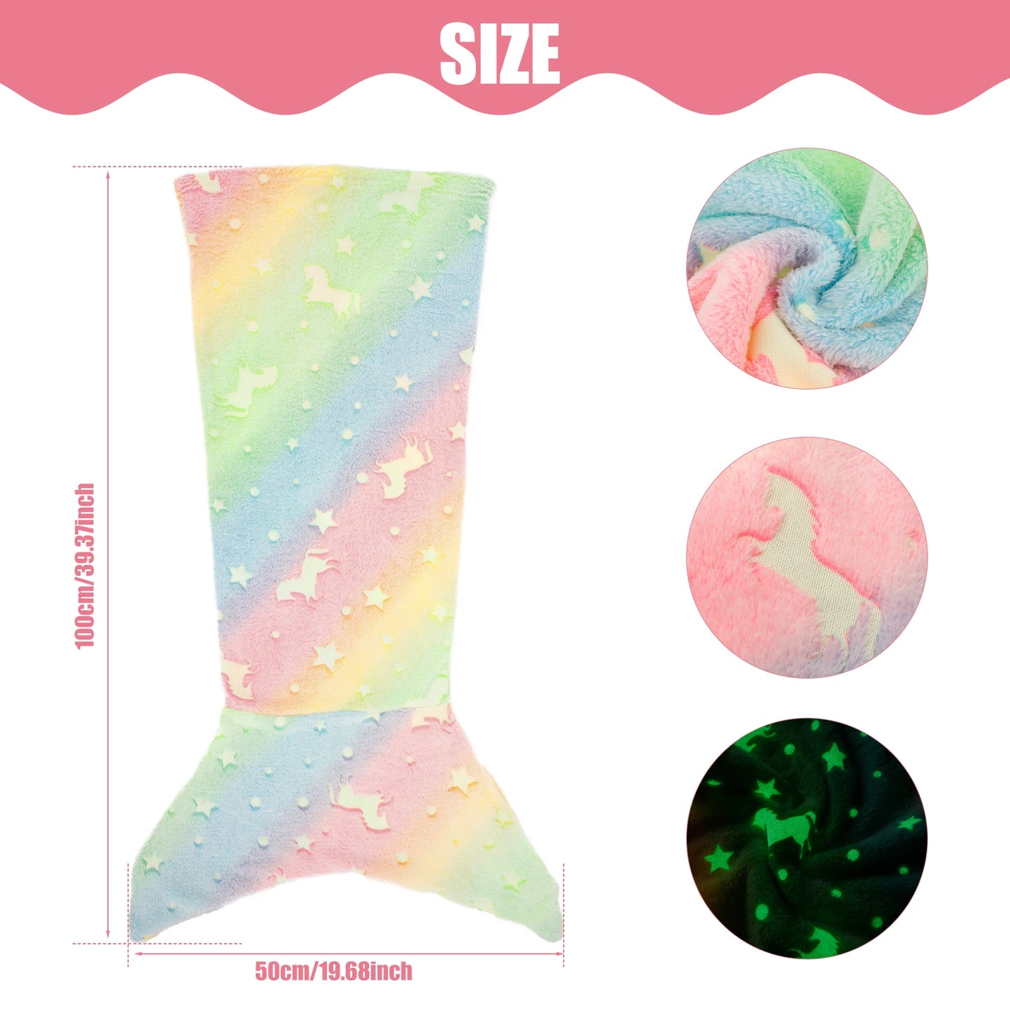 Glow in The Dark Soft Mermaid Tail Sleeping Bag
