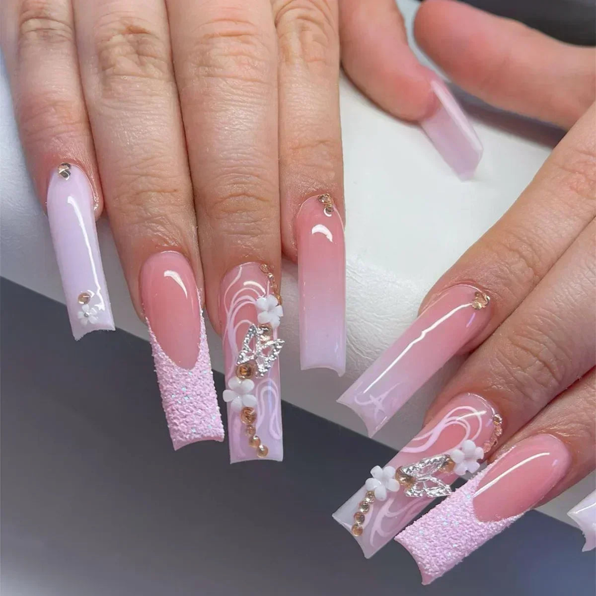 24Pcs Long Ballet Style False Nails