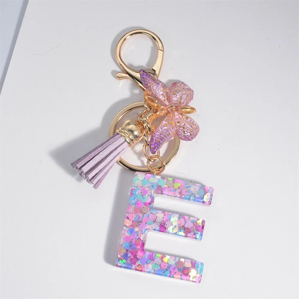 Purple Heart Filled Letter Keychain