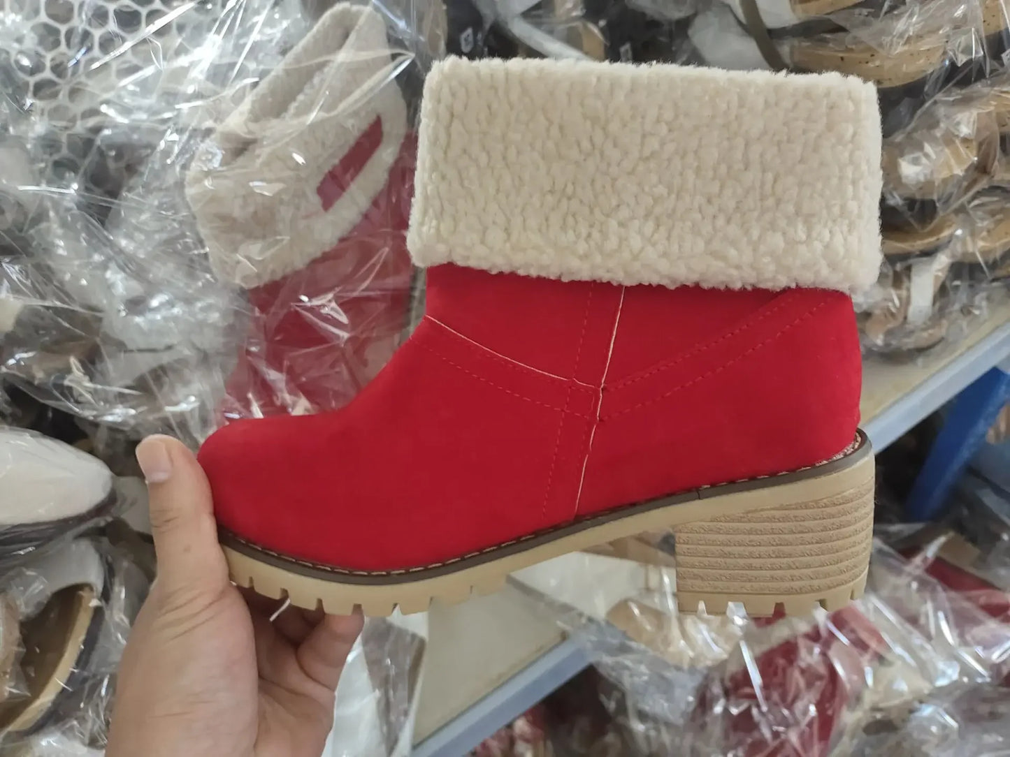 Fur Cuffed Ankle Platform Boots