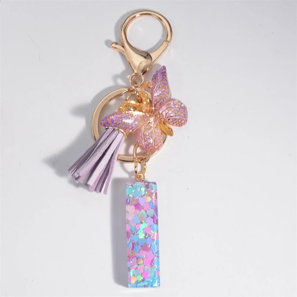 Purple Heart Filled Letter Keychain