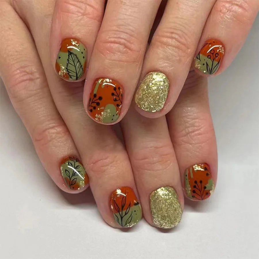24PCS Shiny Pearl Wearable False Nails