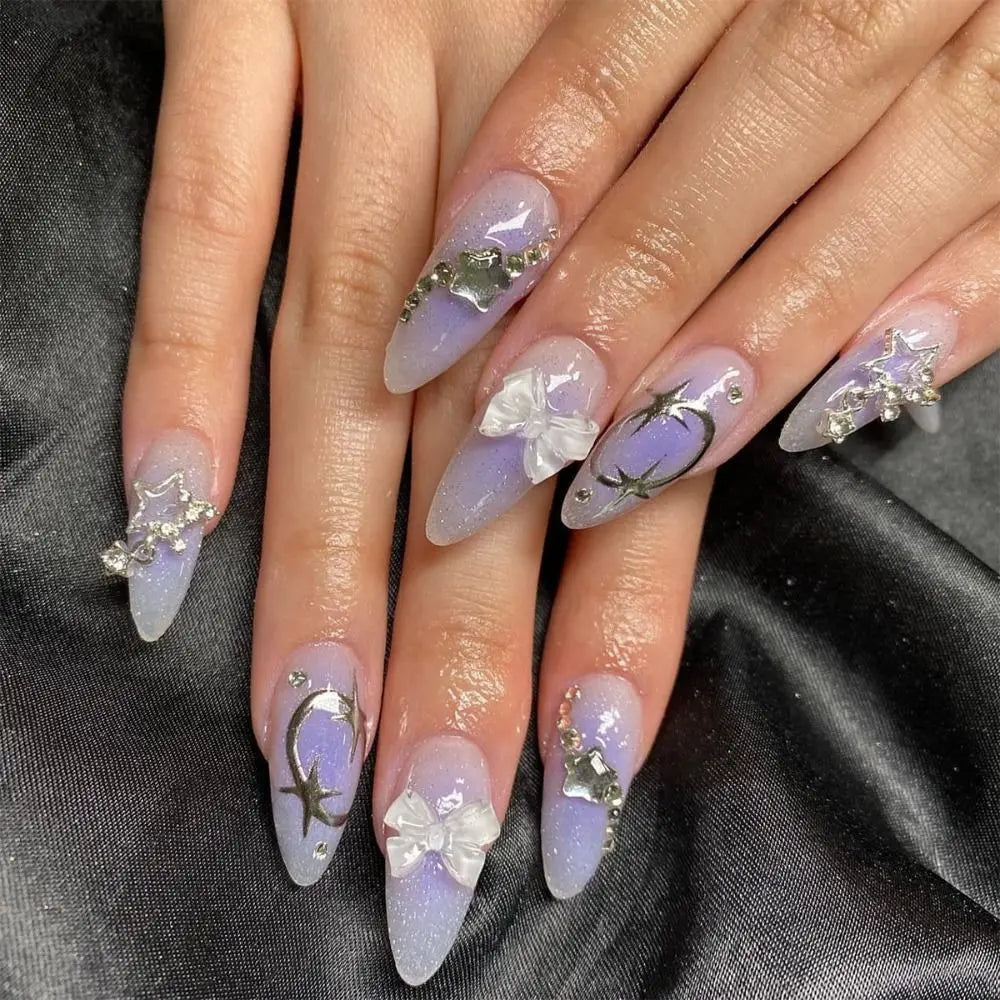 24Pcs Long Almond Fake Nails