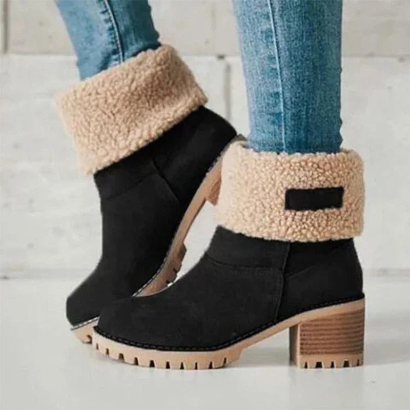 Fur Cuffed Ankle Platform Boots