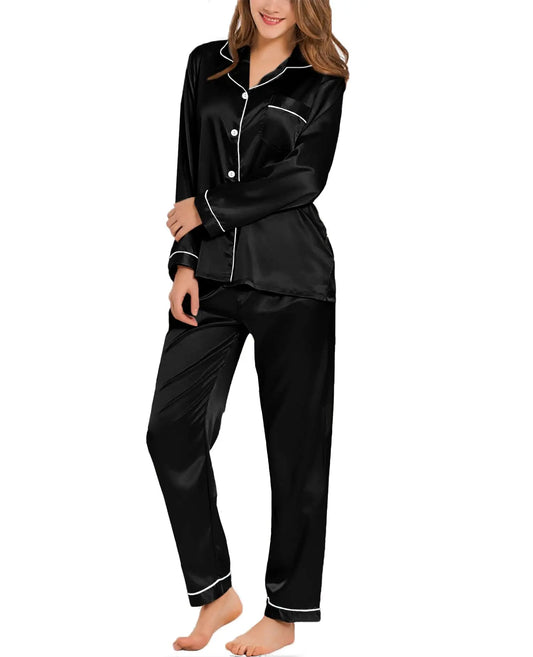 Long Sleeved Satin Sleepwear