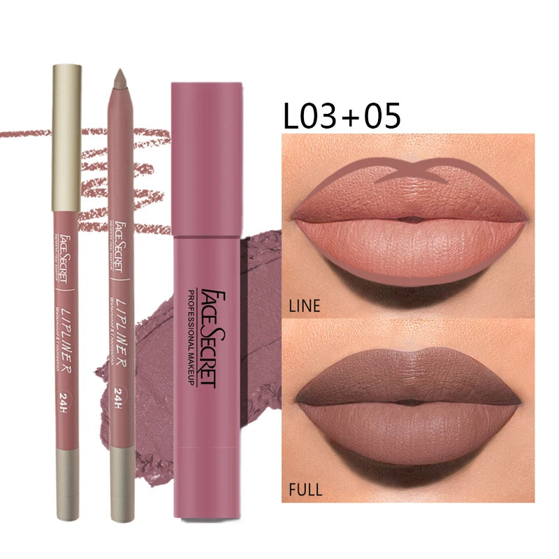 Waterproof Matte Lipliner & Lipstick Set