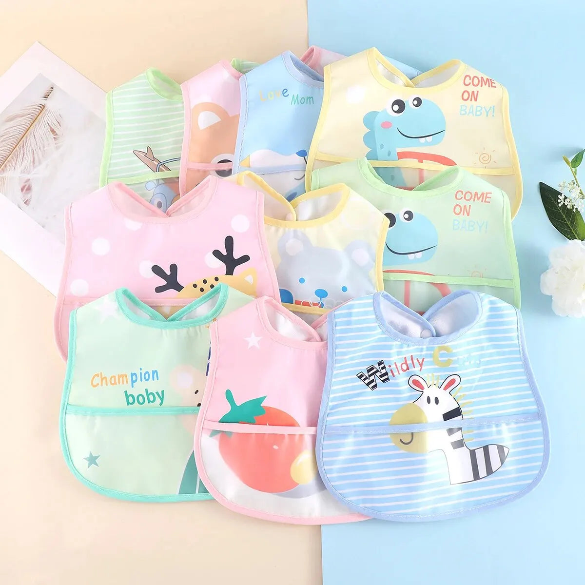 Waterproof 5pc Feeding Bibs
