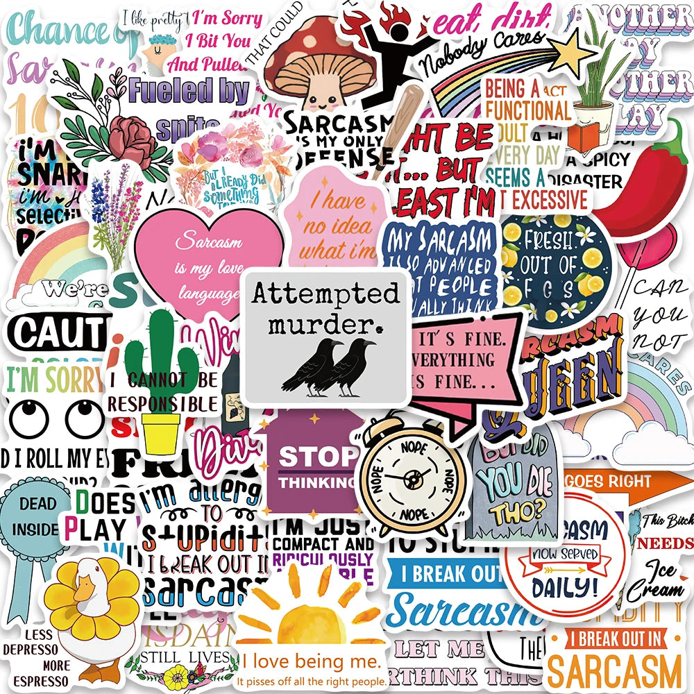 50PCS Funny Snarky Sarcastic Phrase Stickers