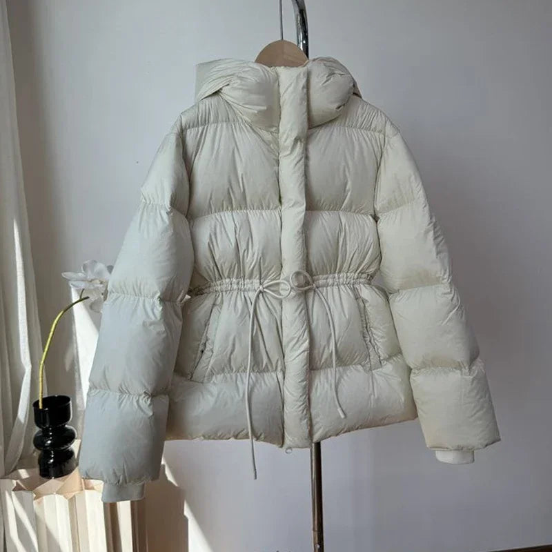 Women Winter Drawstring Puffer Jacket
