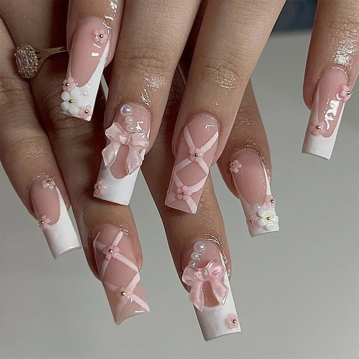 24Pcs Long Ballet Style False Nails