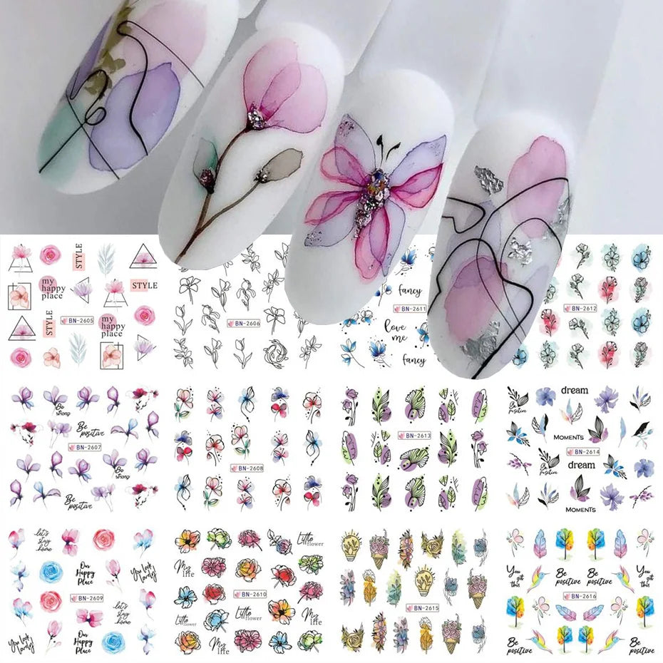 12 PCs Nail Sticker Set