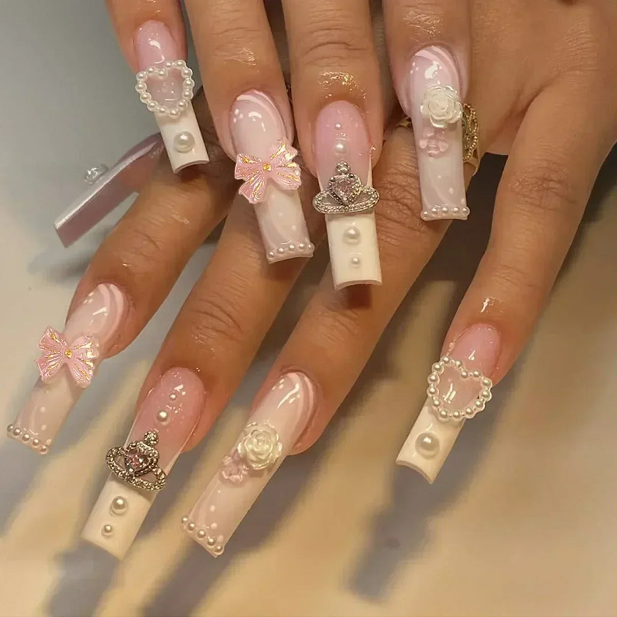 24Pcs Long Ballet Style False Nails