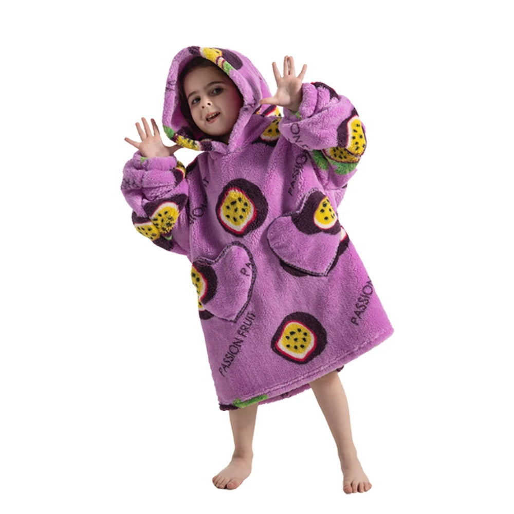 Kids Warm Thick Oversized Wearable Blanket Hoodie