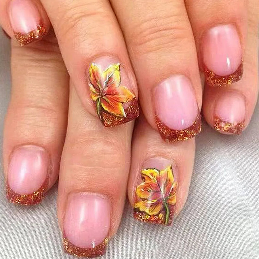 24PCS Shiny Pearl Wearable False Nails