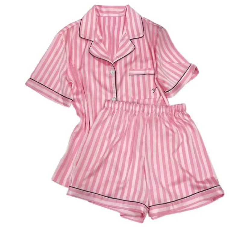 Striped Short-sleeved Pajamas