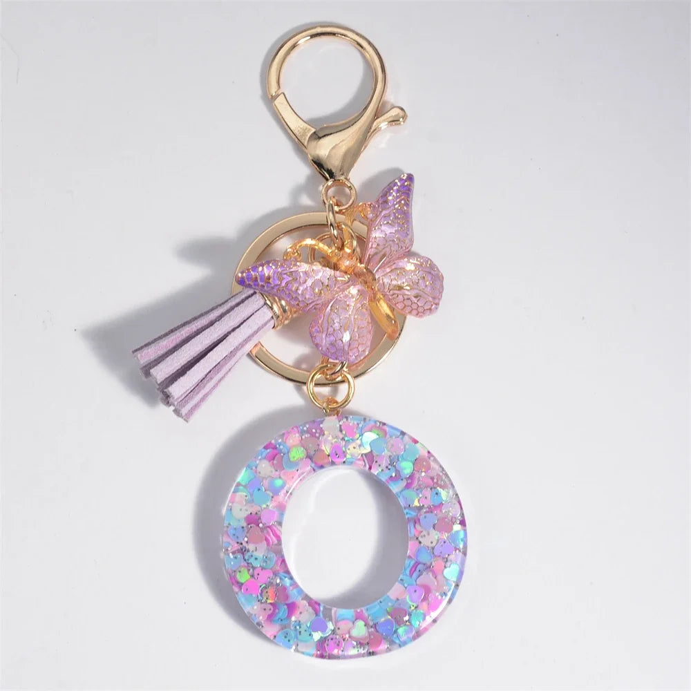 Purple Heart Filled Letter Keychain