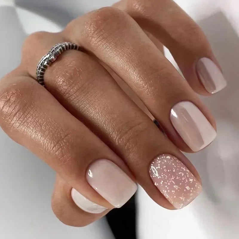 24PCS Shiny Pearl Wearable False Nails
