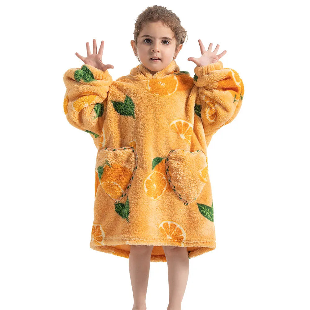 Kids Warm Thick Oversized Wearable Blanket Hoodie