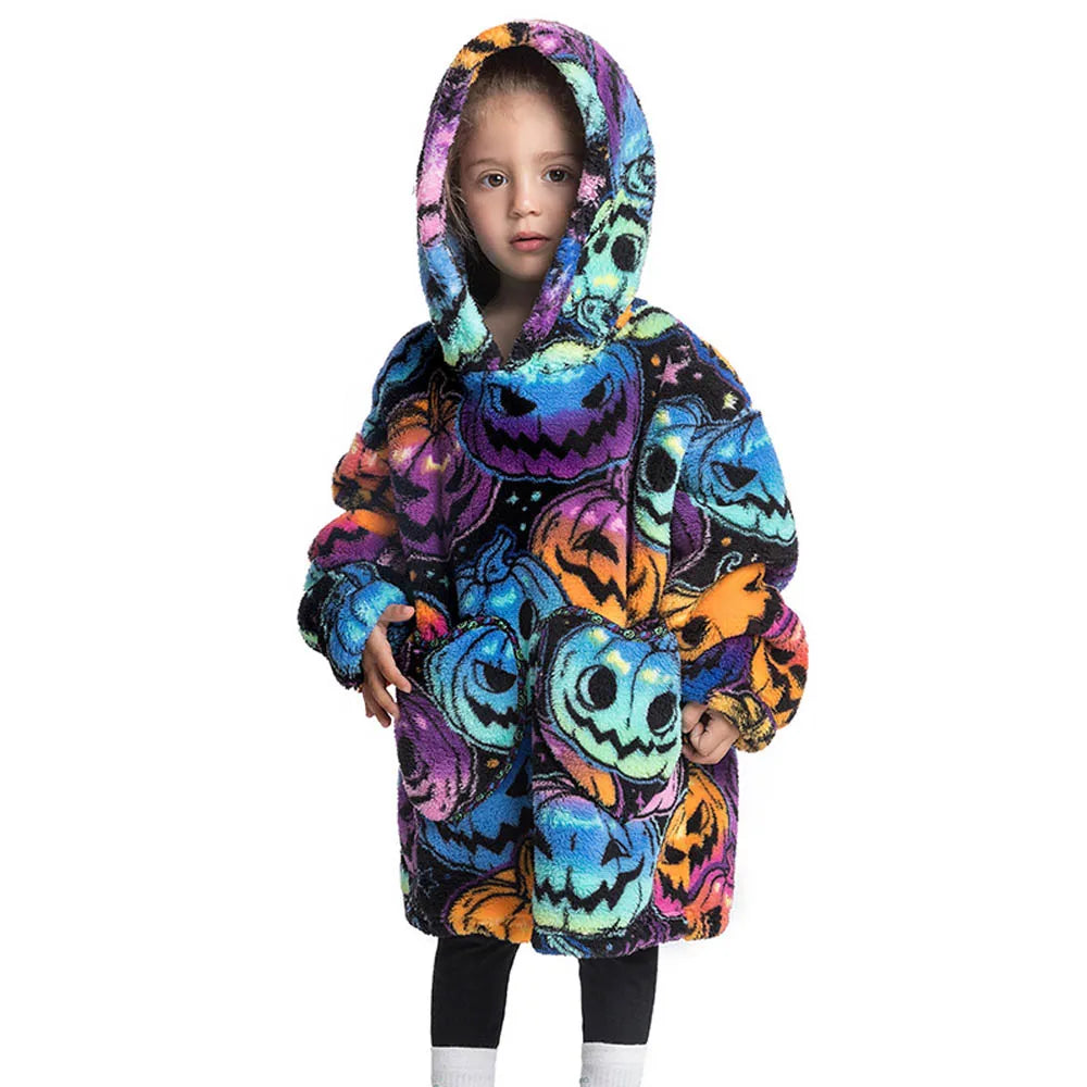 Kids Warm Thick Oversized Wearable Blanket Hoodie