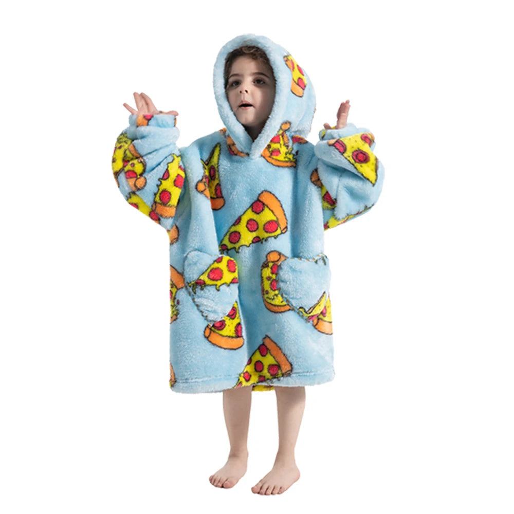 Kids Warm Thick Oversized Wearable Blanket Hoodie