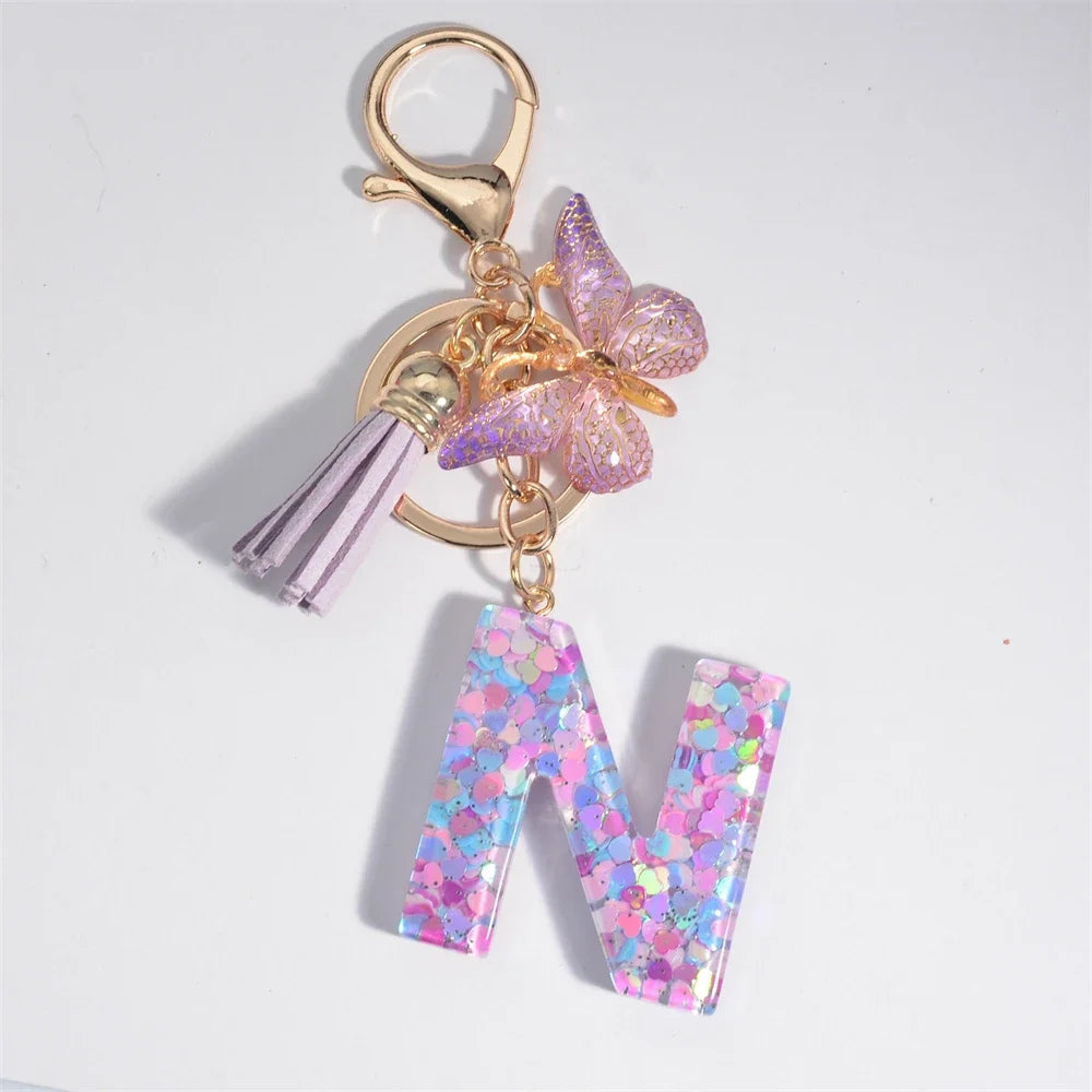 Purple Heart Filled Letter Keychain