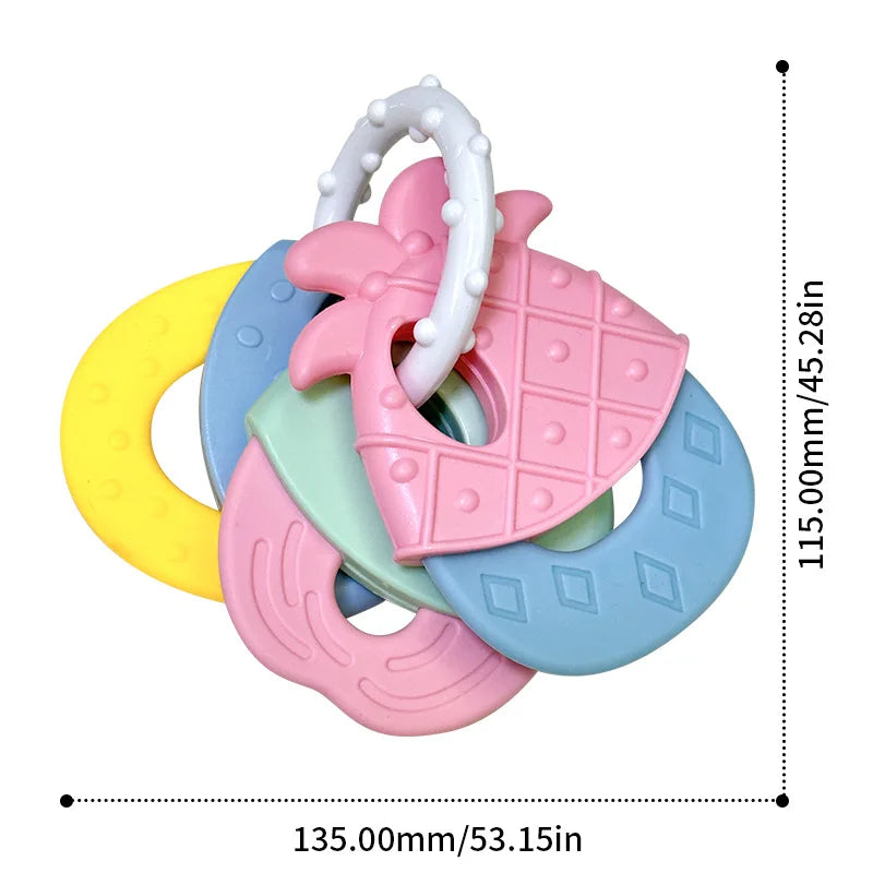 Soft Rubber Rattle Fruit Teether