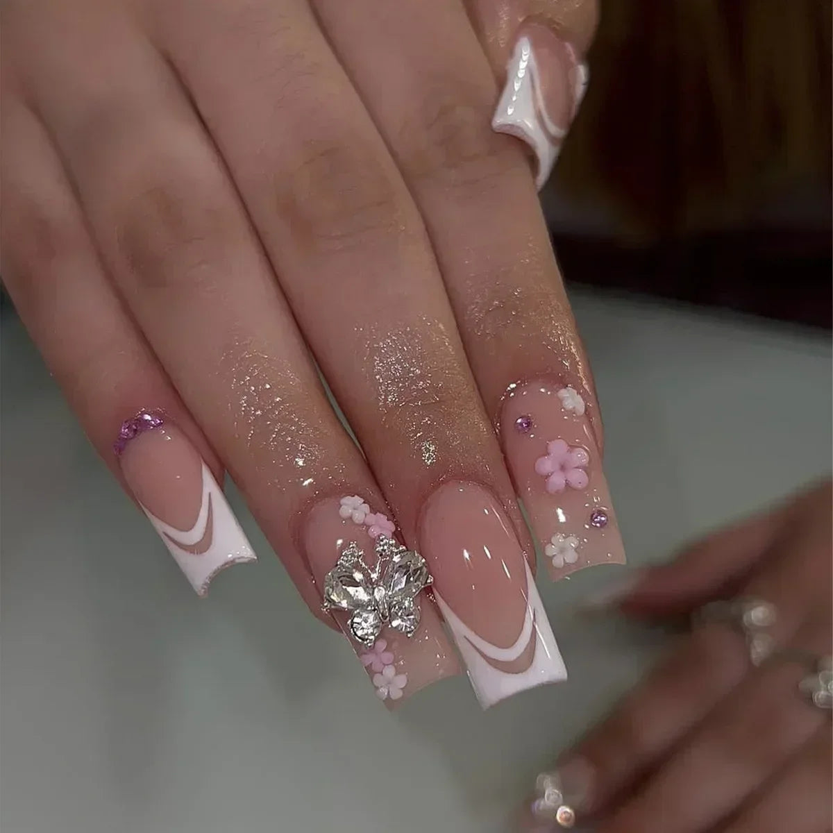 24Pcs Long Ballet Style False Nails