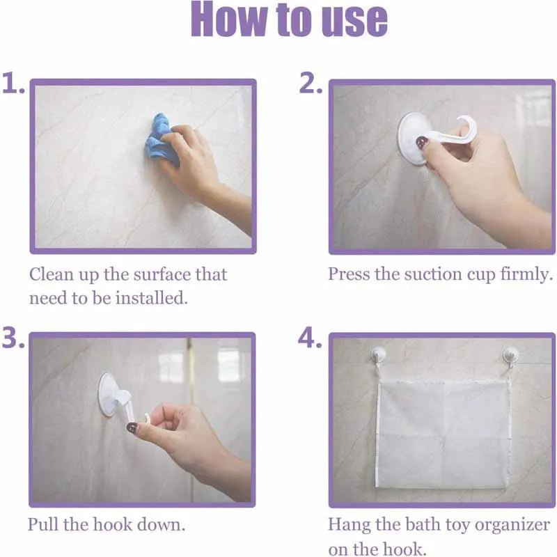 Suction Cup Mesh Bath Toy Storage Bag