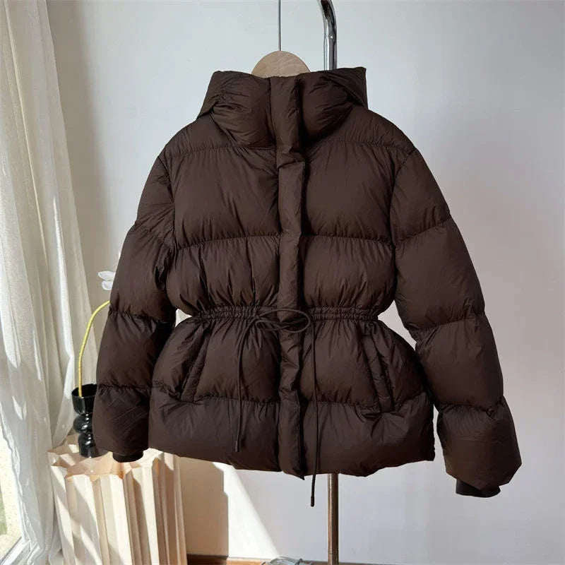 Women Winter Drawstring Puffer Jacket
