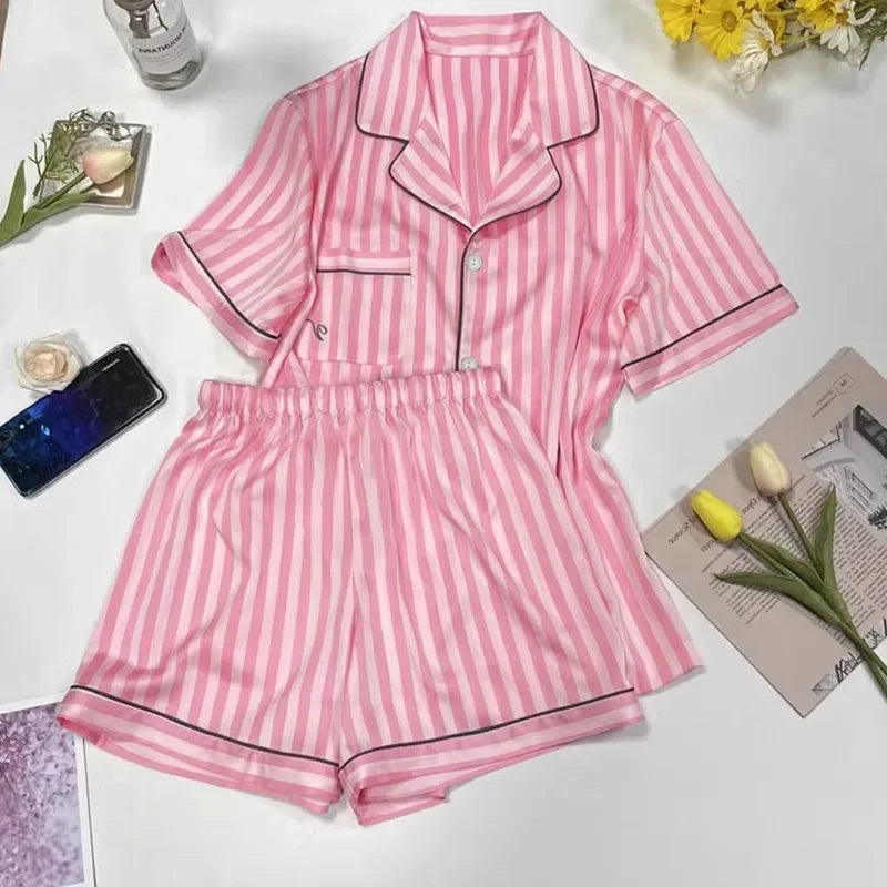 Striped Short-sleeved Pajamas