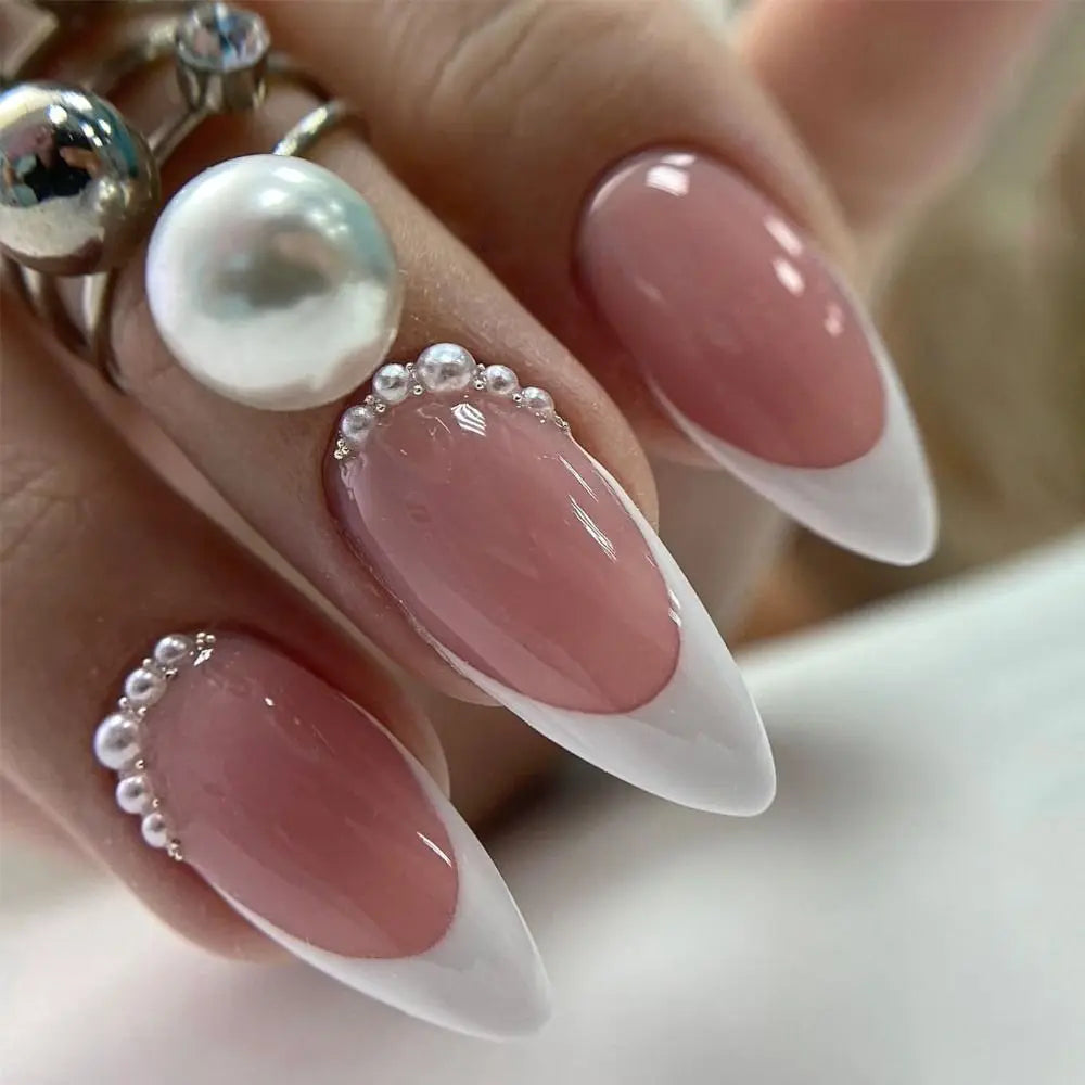 24Pcs Long Almond Fake Nails