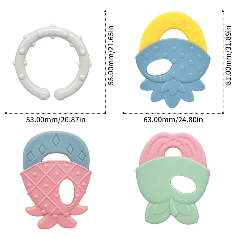 Soft Rubber Rattle Fruit Teether