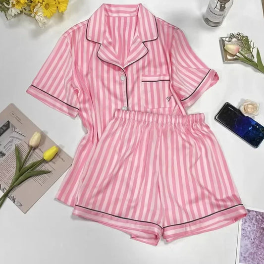Striped Short-sleeved Pajamas