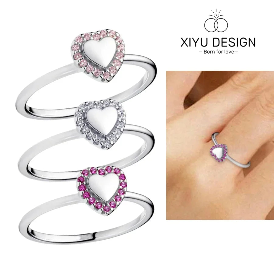 Silver 925 Shining Heart Ring