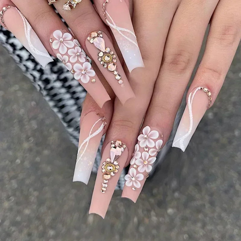 24Pcs Long Ballet Style False Nails
