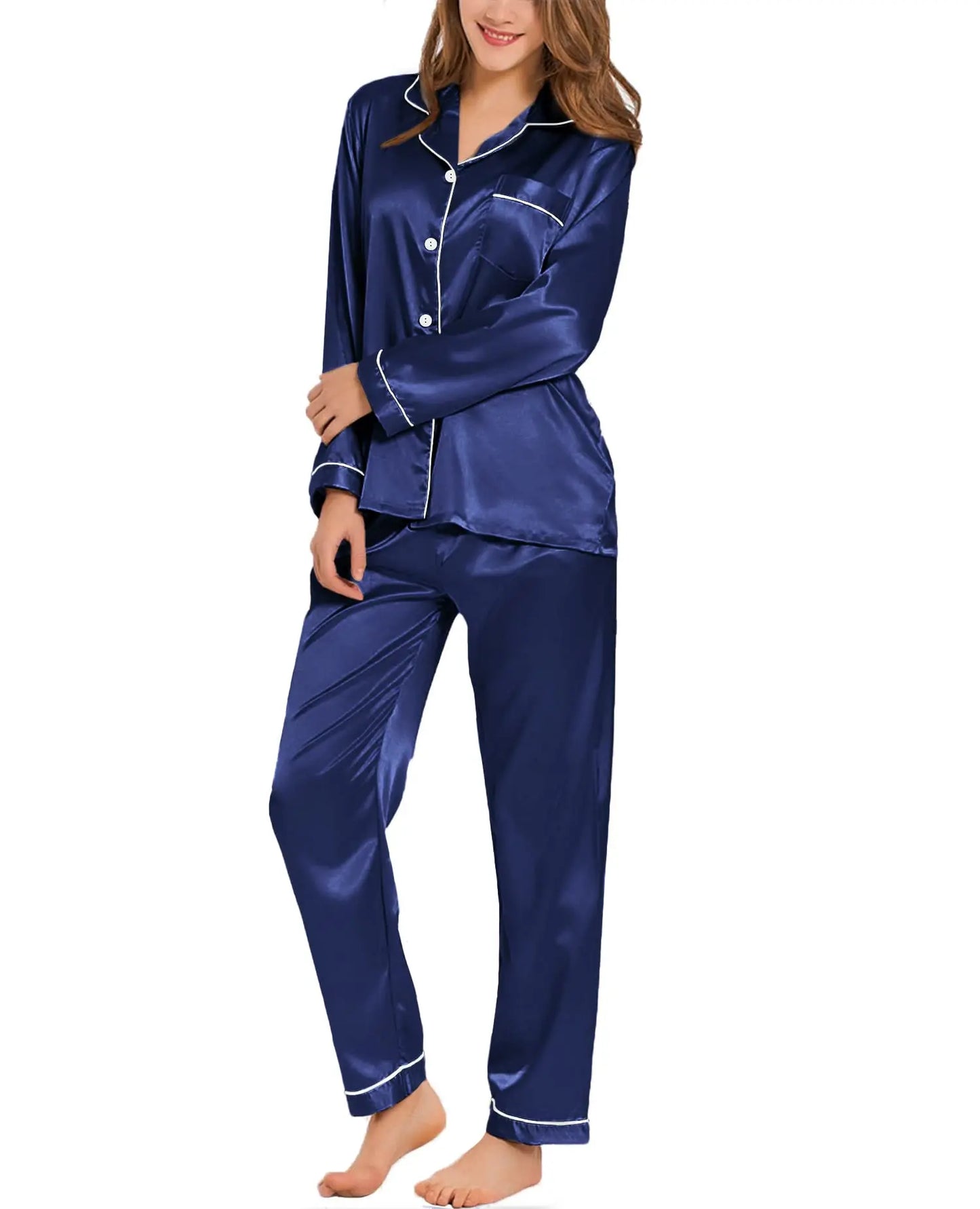 Long Sleeved Satin Sleepwear