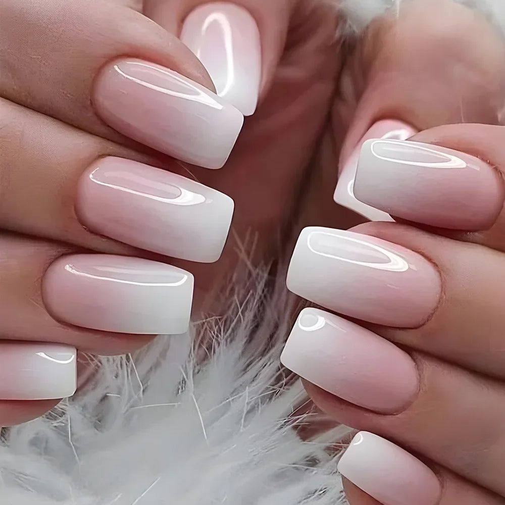 24PCS Shiny Pearl Wearable False Nails