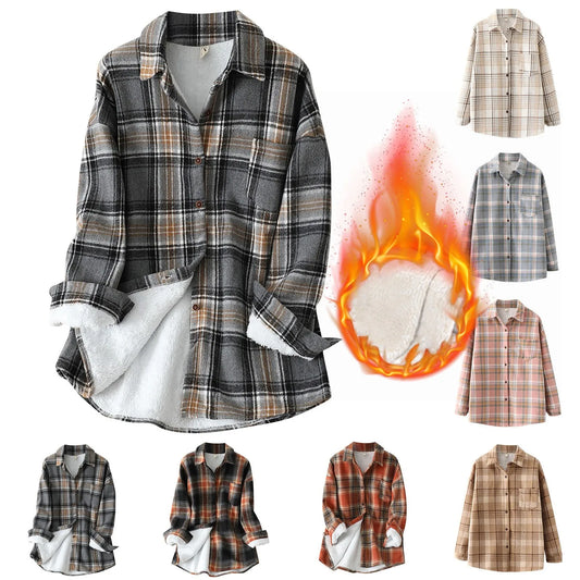 Womens Fleece Lined Flannel Jacket